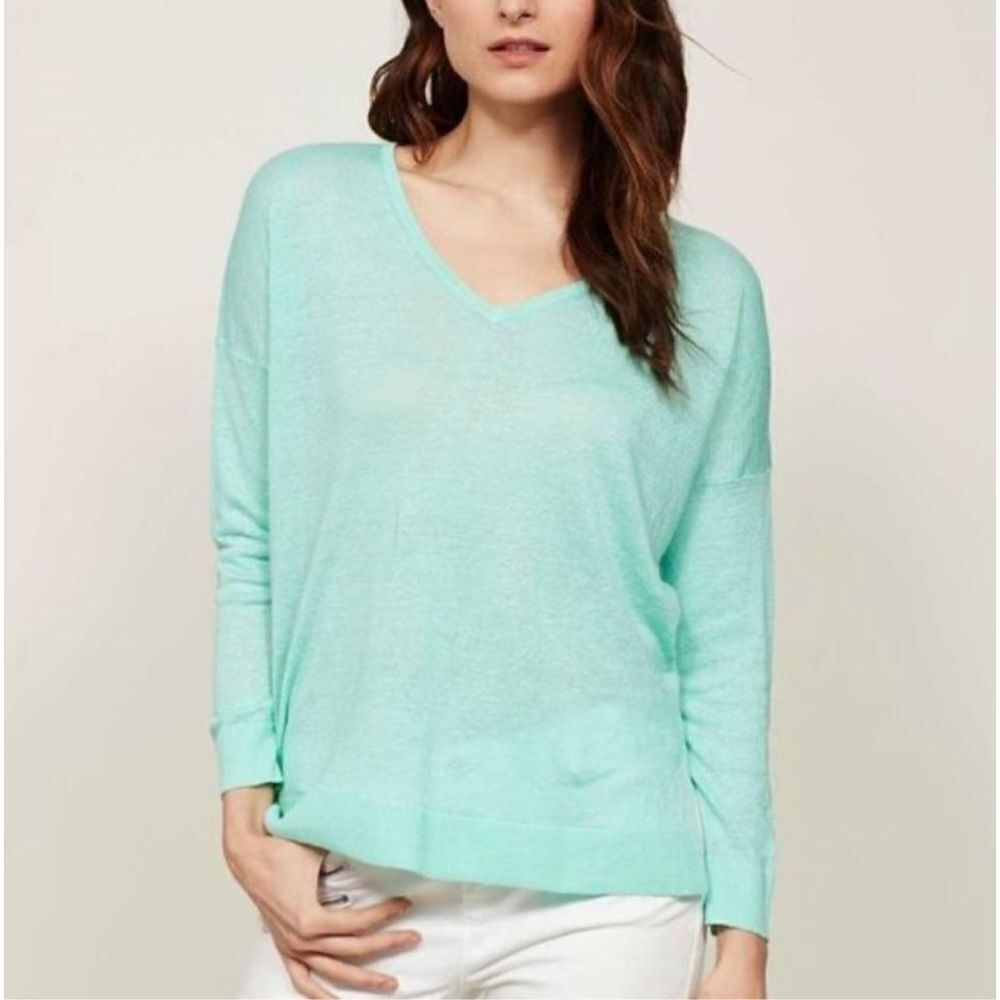 Eileen Fisher Organic Linen and Cotton Links Pullover Mint Green PM‎